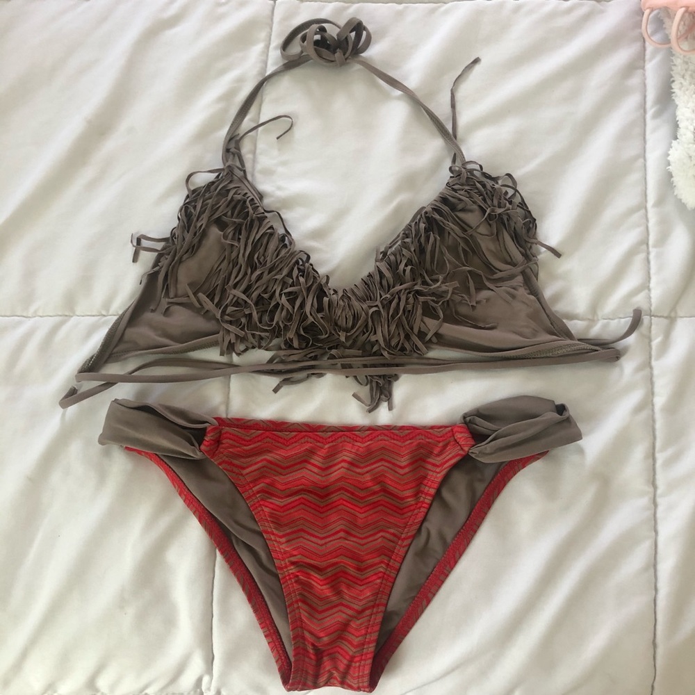 L Space Fringe Halter Bikini